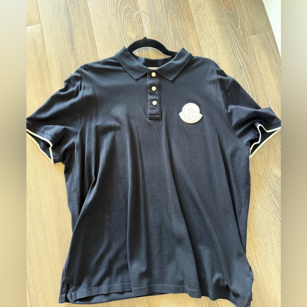 Moncler Navy Blue Polo Patch with white Logo Emblem